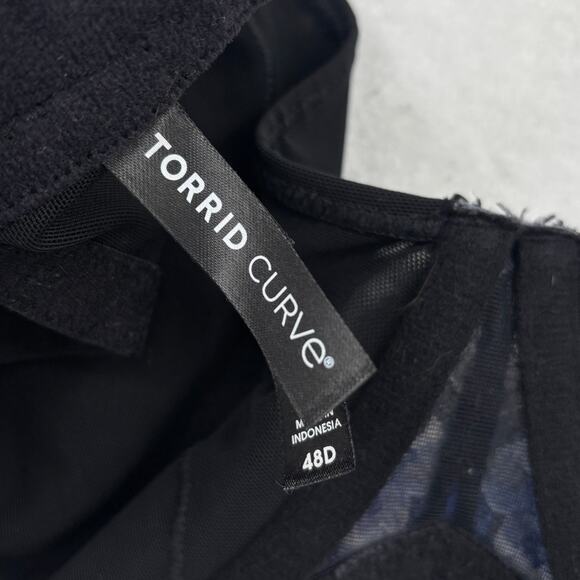 Torrid Curve Bra Size 48D Balconette Unlined Black Floral Lace Underwire - Picture 8 of 9